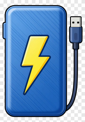 Blue Power Bank With Lightning Symbol PNG