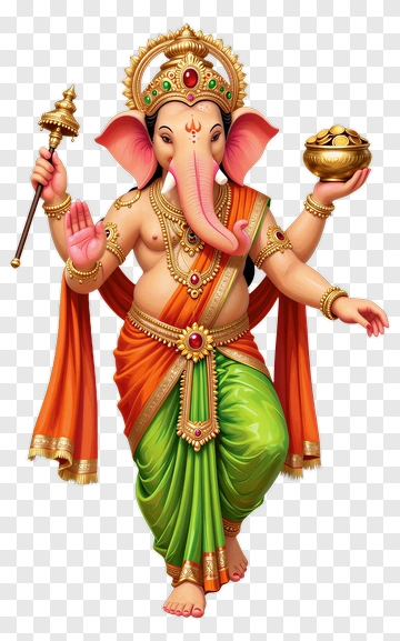 Colorful Lord Ganesha Holding A Bowl PNG