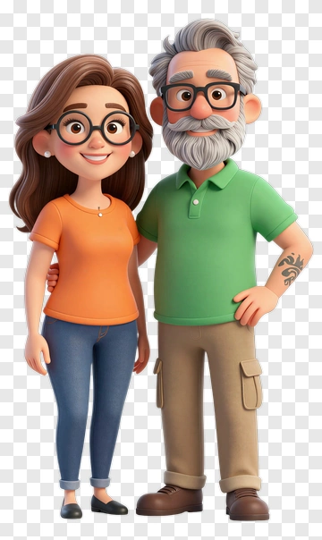 Cartoon Couple Smiling Together PNG