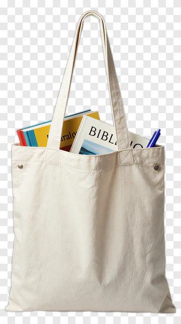 Tote Bag With Books And Pen PNG