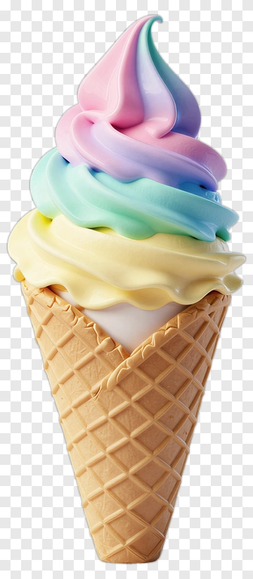 Colorful Ice Cream Cone PNG