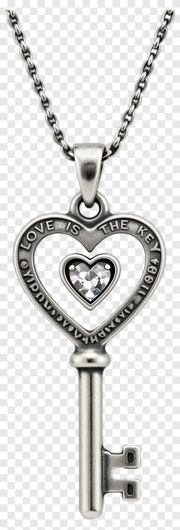 Heart-Shaped Key Pendant With Love Inscription PNG