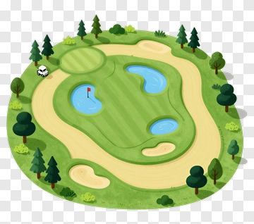 Cartoon Golf Course With Water Hazards PNG