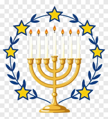 Menorah With Stars And Olive Branches PNG