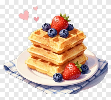 Delicious Waffles Topped With Strawberries And Blueberries PNG