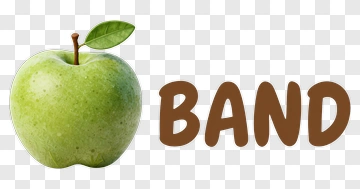 Green Apple With Band Text PNG