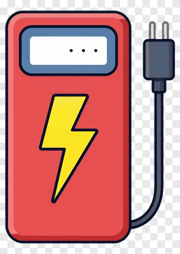 Cartoon Power Bank With Lightning Bolt PNG