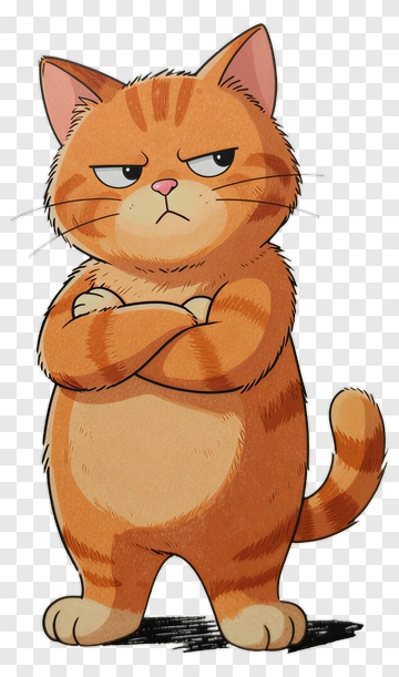 Cartoon Cat With An Annoyed Expression PNG