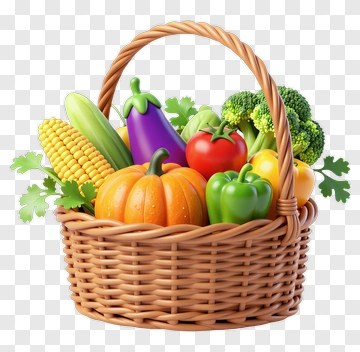 Colorful Vegetable Basket PNG