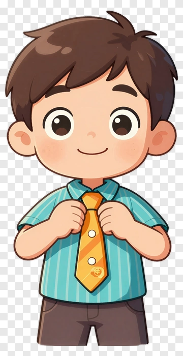 Cartoon Boy Tying A Tie PNG