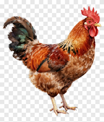 Realistic Rooster Standing Proudly PNG