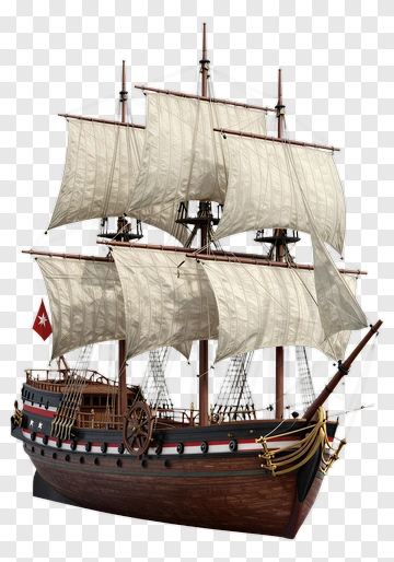 Sailing Ship With White Sails PNG