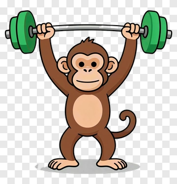 Cartoon Monkey Lifting Weights PNG