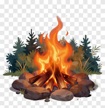 Campfire Surrounded By Trees PNG
