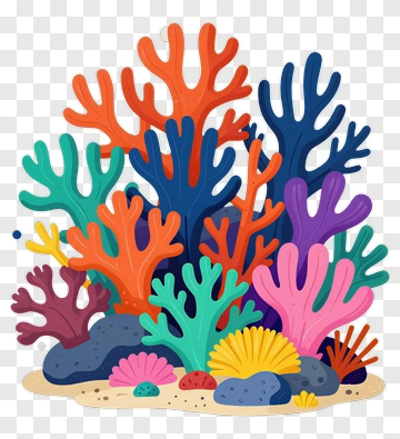 Colorful Coral Reef Composition PNG