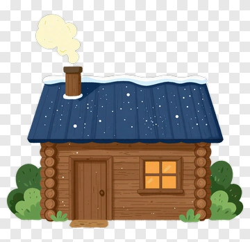 Cozy Log Cabin With Snow And Smoke PNG