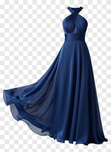 Elegant Blue Evening Dress PNG