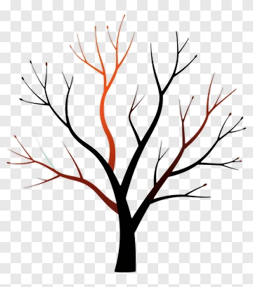 Stylized Black Tree With Orange Branches PNG