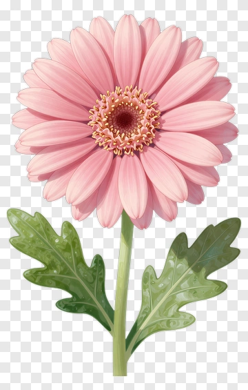 Pink Flower With Green Leaves PNG