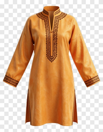 Traditional Orange Tunic With Embroidery PNG