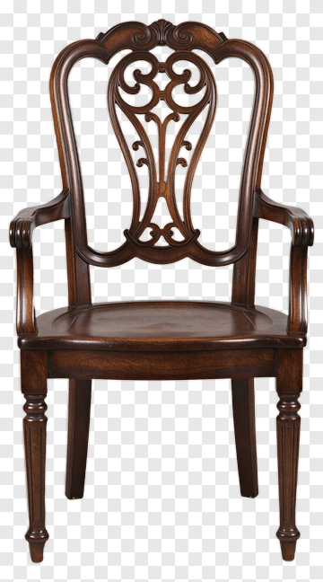 Elegant Wooden Chair With Intricate Design PNG