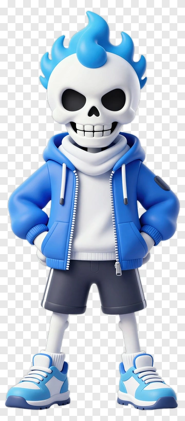 Cartoon Skeleton Wearing Blue Hoodie And Sneakers PNG