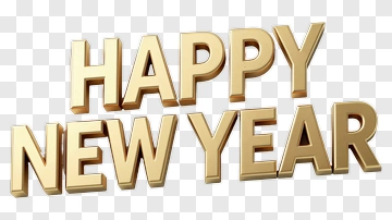 Happy New Year Text In Gold PNG
