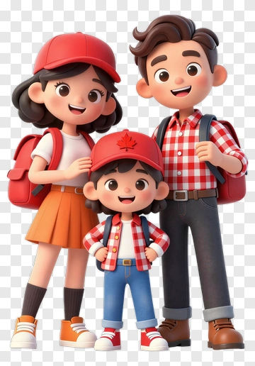 Cartoon Family Smiling Together PNG