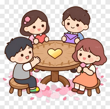 Happy Family Gathering Around A Table PNG