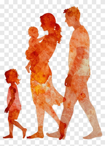 Watercolor Family Walking Together PNG