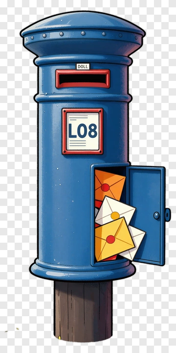 Cartoon Blue Mailbox With Letters PNG