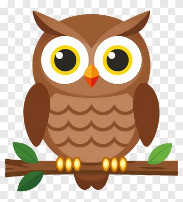 Cartoon Owl Sitting On A Branch PNG