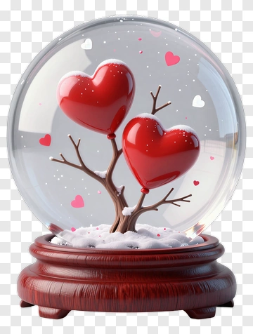 Love Hearts In A Snow Globe PNG