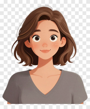 Cartoon Woman With Short Hair PNG
