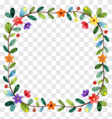 Colorful Floral Frame PNG