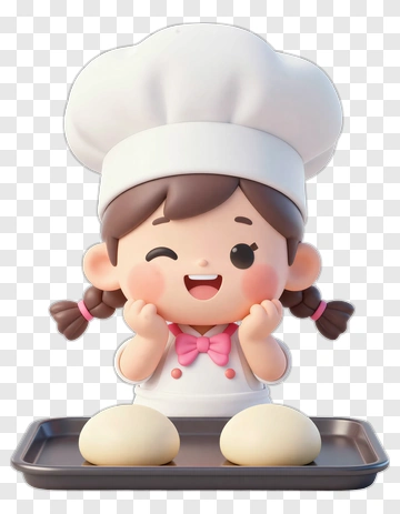 3D Chef Girl With Baking Tray PNG