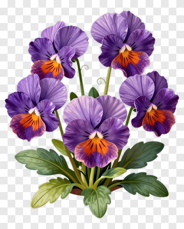 Colorful Pansy Flower Bouquet PNG