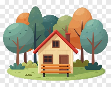 Colorful House Surrounded By Trees PNG