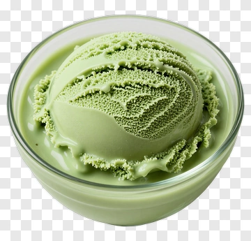 Green Ice Cream In A Glass Bowl PNG