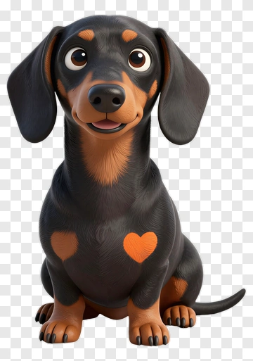 Cartoon Dachshund With A Heart Marking PNG