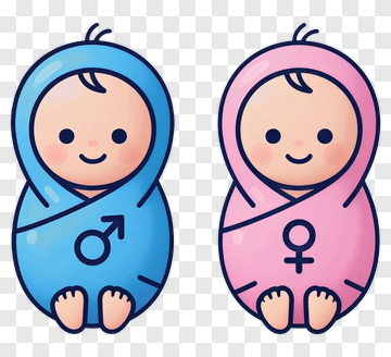 Cartoon Baby Boy And Girl In Swaddles PNG