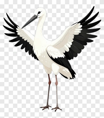 Cartoon Stork With Outstretched Wings PNG