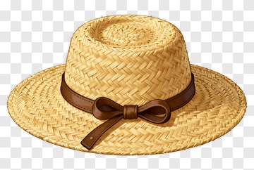 Straw Hat With Brown Ribbon PNG