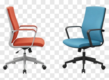 Office Chairs In Orange And Blue PNG