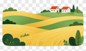 Illustration Of A Countryside Landscape With Houses PNG
