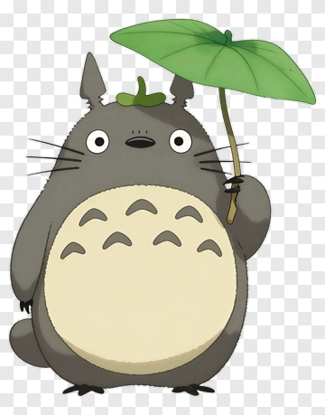 Cartoon Totoro Holding An Umbrella PNG