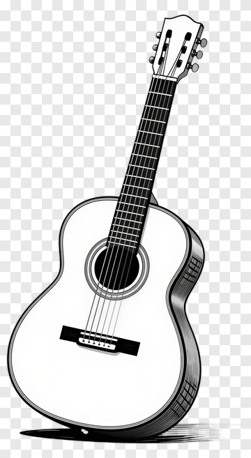 Black And White Acoustic Guitar PNG
