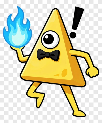 Cartoon Triangle Character Holding A Blue Flame PNG