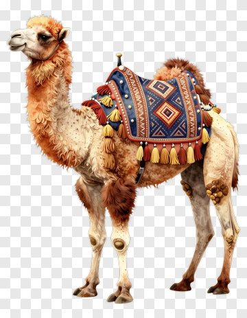 Decorative Camel With Colorful Saddle PNG