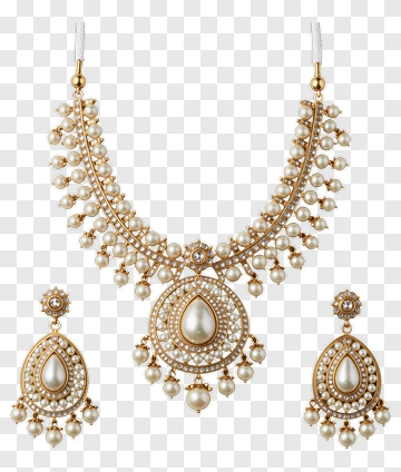 Gold Jewelry Set With Pearls PNG